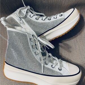 Steve Madden Silver and White Women's High-Top Sneakers